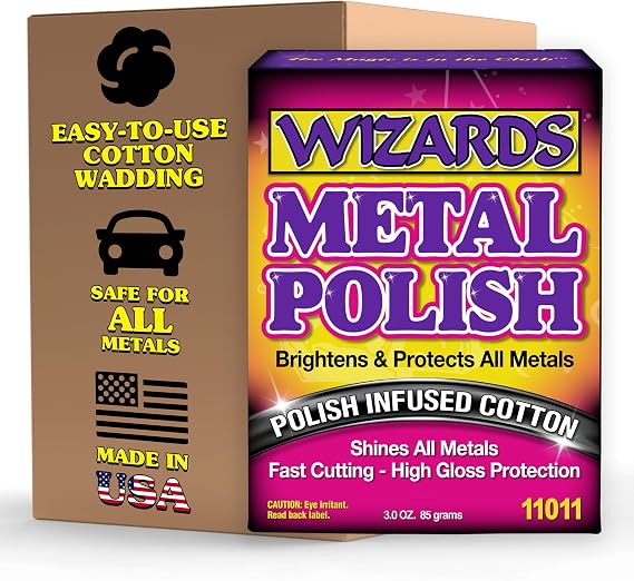 Wizards Metal Polish Infused Cotton Wipes - Fast-Cutting Formula, 3 oz