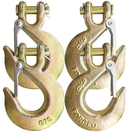 EPHECH 3/8" Clevis Slip Hooks with Safety Latch, 4PCS Heavy Duty Chain Hook