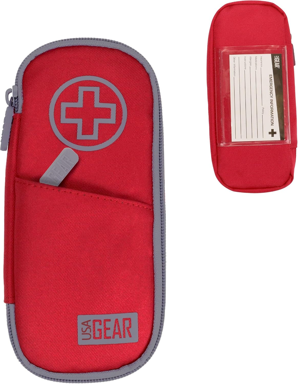 USA GEAR Medical Insulin Case for Glucose Meter, Epipen, Asthma Inhaler, Bandages, More - Medicine Organizer Travel Case with Insulated Interior, Water Resistant Exterior, and Belt Loop (Red)