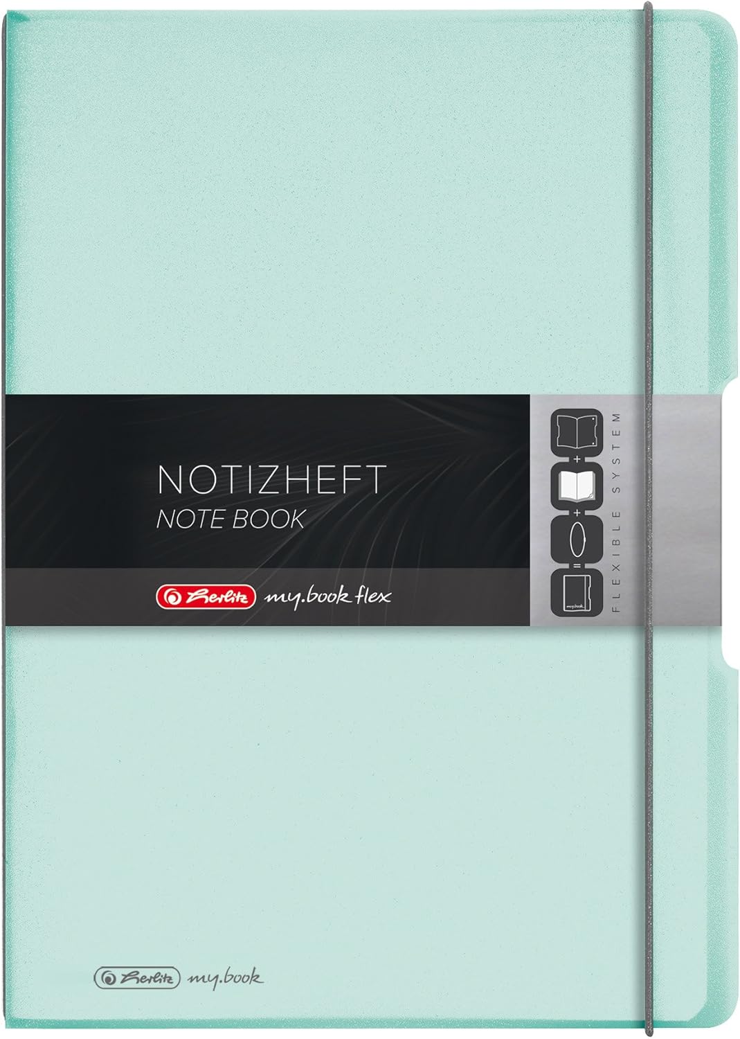 Herlitz My. Book Flex Notebook A4 Polypropylene with Removable Cover with Elasticated Band Fastener 2 x 40 Sheets Minze-Transparent