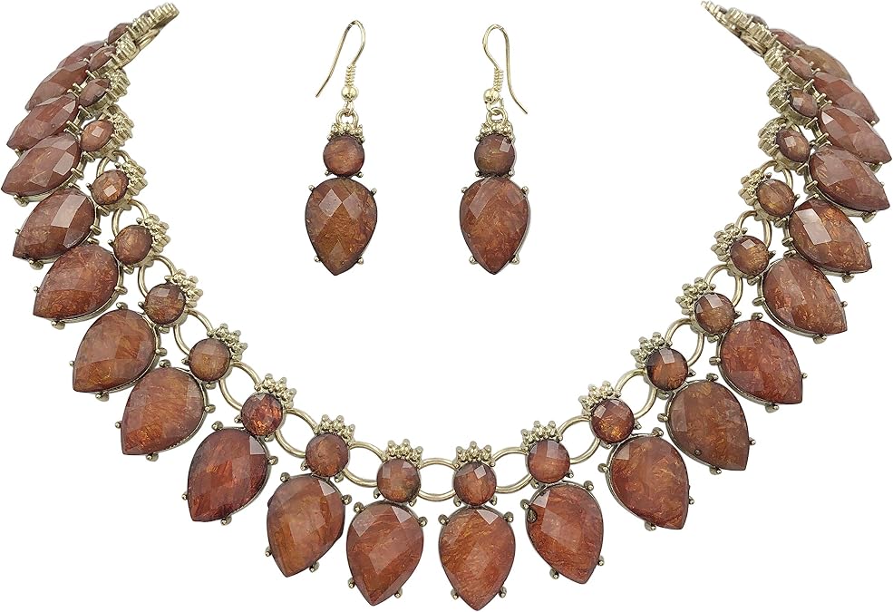 Gypsy Jewels Bright Abstract Bib Statement Boutique Necklace & Earrings Set - Assorted Colors