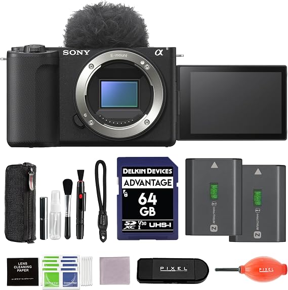 Sony ZV-E10 II Mirrorless Camera Black Bundle with Extra FZ-100 Battery, 64GB SDXC Memory Card & Additional Accessories | zve10 ii