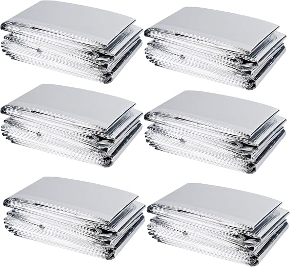 winemana 6 Pack Large High Silver Reflective Mylar Film, 83x 63 in, High Reflectivity, Keep Warm, 100% Environmentally Safe, Perfect for Plant Growth, First Aid, Marathon, Camping, Outdoor Survival