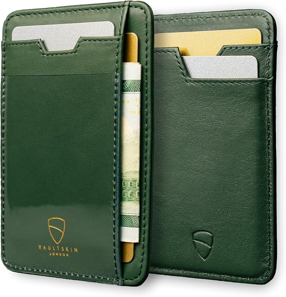 Vaultskin BRIXTON Slim Top-Grain Leather Card Wallet with ID Window, RFID