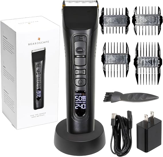 Brio Beardscape V1 Cordless Beard Trimmer for Men with Ceramic Blade, Black