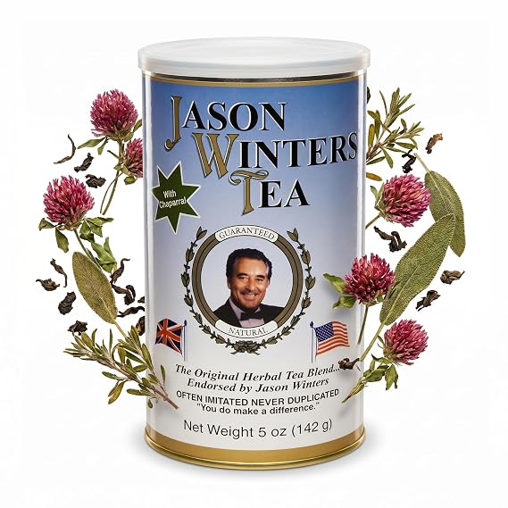 Jason Winters Classic Blend Herbal Tea with Chaparral - 5oz Loose Leaf Herbal Tea - Red Clover Tea & Herbalene Special Spice - Original Jason Winters Tea Blend
