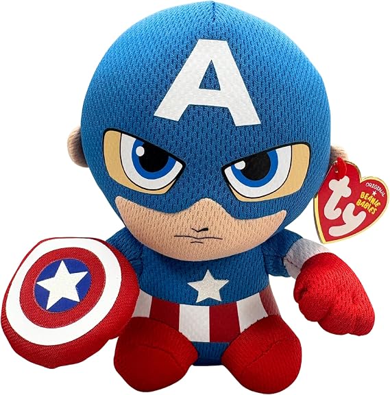 Ty Captain America Plush, Blue/Red/White, Regular