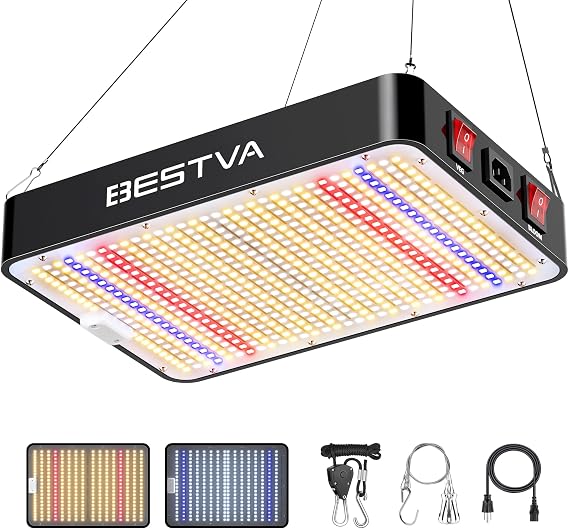 BESTVA 1000W LED Grow Light Full Spectrum Dual-Chip Growing Lamp for Hydroponic Indoor Plants Veg and Flower