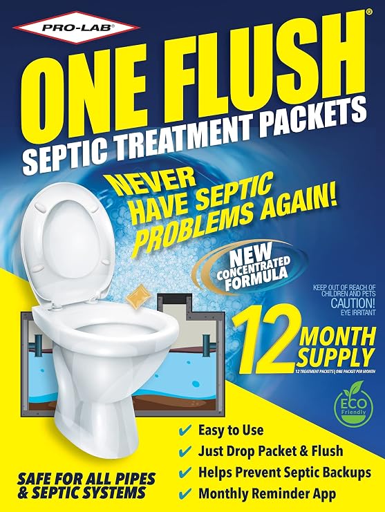 Septic Tank Treatment - 1 Year Supply of Septic Treatment- Dissolvable Septic Tank Treatment Packets - Use Septic Treatment Enzymes Packets Monthly to Prevent Expensive Septic Tank System Backups