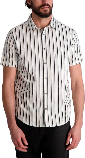 Karl Lagerfeld Men's Printed Short Sleeve Collared Shirt