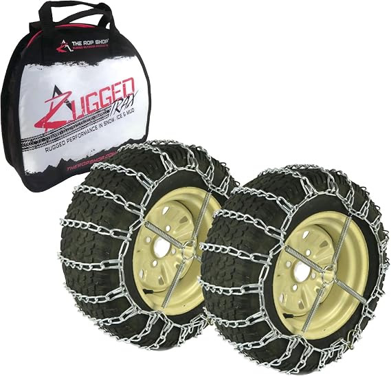 The ROP Shop 2 Link Tire Chain & Tensioners Pair for John Deere Tractor with 24x12x10 Tires