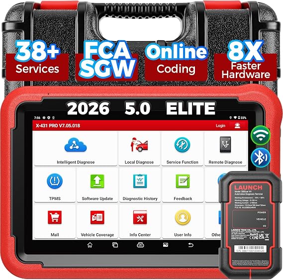 Launch X431 PROS V 5.0 2026 Bidirectional Scan Tool with Bluetooth Coding | 2 Years F-Ree Updates, ECU Code, 38+ Reset, CANFD, FCA AutoAuth, Launch Scanner with Wireless Connector for All Cars