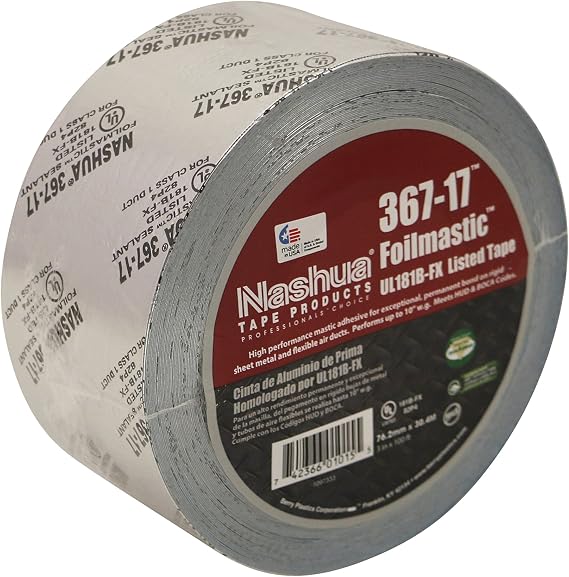 Nashua FoilMastic Butyl Rubber Sealant Tape, 3 in. (72mm Actual) x 100 ft. (Silver)