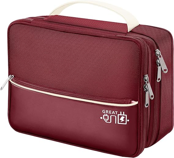 Electronics Travel Organizer, Double Layer Cable Organizer Bag Waterproof Electronics Accessories Storage Bag for Charger, Phone, Power Bank, Hard Drive, Cord, Tablet
