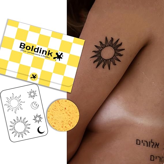Sun and Moon Semi Permanent Tattoos for Adults Realistic Fake Tattoo