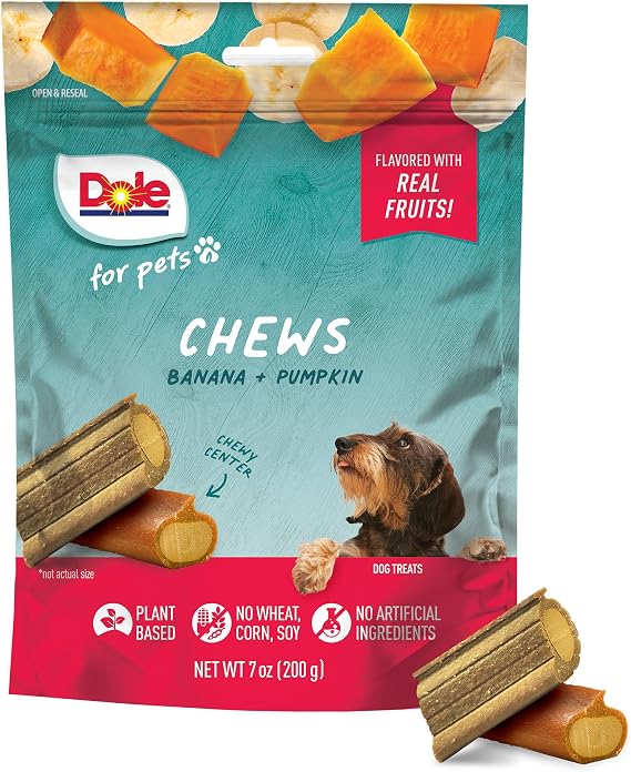 Dole for Pets Vegetable-Flavored Dog Chews, Broccoli Carrot, 7.05 Oz