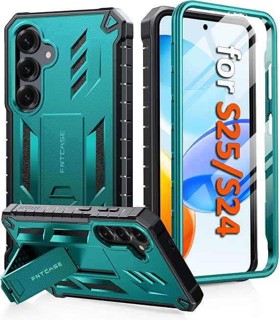 FNTCASE for Samsung Galaxy S25 Case, S24 Phone Cover with Rugged Kickstand