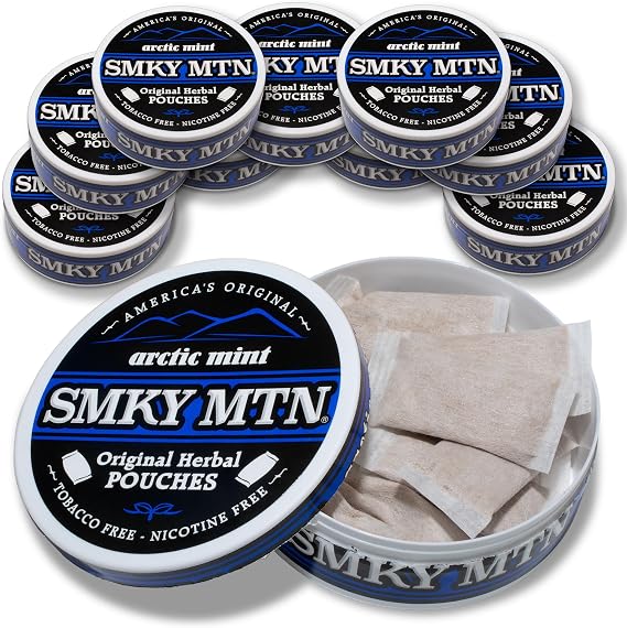 Smokey Mountain Snuff 10 Can Box 1oz Cans Arctic Mint Pouches by Smokey Mountain