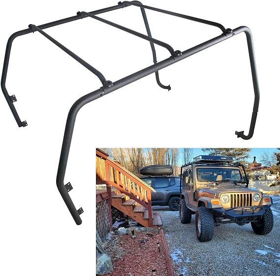 Steel Roof Rack Cross Bars for Jeep for Wrangler for TJ 1997/1998/1999/2000/2001/2002/2003/2004/2005/2006 | Textured Black Powder Coated (FLASH000771)