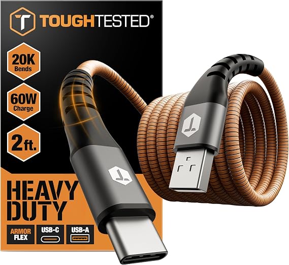 ToughTested 2ft USB to USB-C Cable for iPhone USB-C Devices, 3A