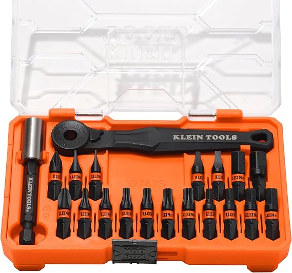 Klein Tools 32787S Slim Micro-Ratchet ProFlex Impact Driver Bit Set, 20-Piece, S2 Steel, MODbox Compatible Storage Case, Magnetic Bit Holder