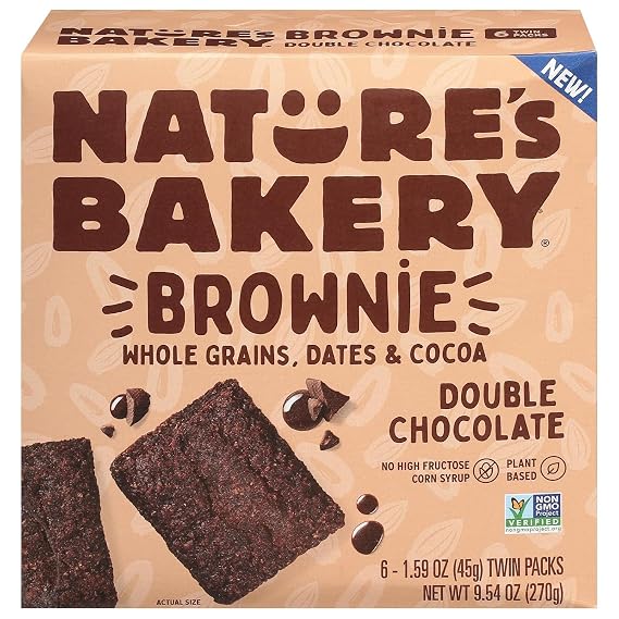 Nature.s Bakery Double Chocolate Brownie Bars, Whole Grains, Dates, and Cocoa, Plant Based, Dairy-Free, Snack Bar, 9.54 oz