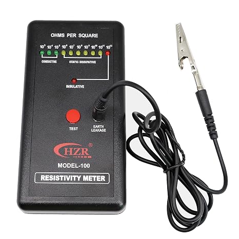 Portable Handheld Surface Resistivity Meter, with Test Lead, Automatic Range and LED Indicator, Surface Resistance Checker for Antistatic Coatings, Films and Fabrics