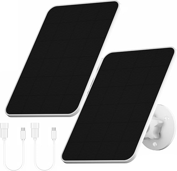 Solar Panel for eufy Camera,Security Camera,5V 4W SolarPanel for eufyCam 2/2 Pro,2C/2C Pro,E,soloCam E20/E40 Spotlight,IP65 USB-C Solar Panel Charger for eufy with Micro USB & Rubber Plug(2 Pack)