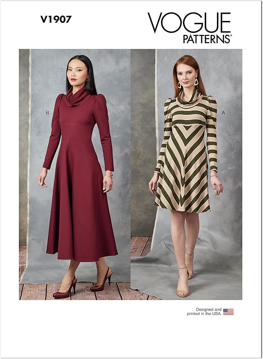 Vogue Misses' Dress Sewing Pattern Kit, Design Code V1907, Sizes 8-10-12-14-16