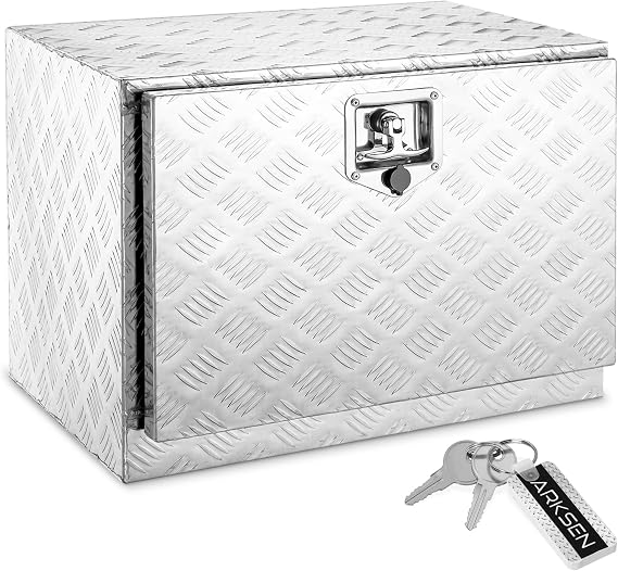 ARKSEN 24"x17"x18" Underbody Tool Box, Heavy Duty Storage Chest, Silver
