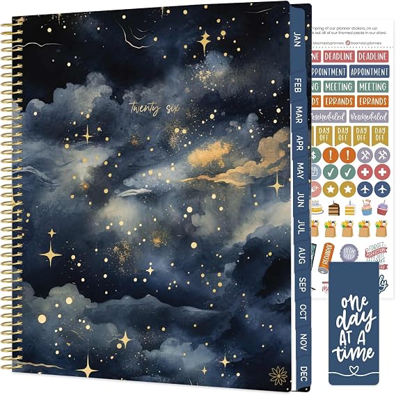 bloom daily planners 2026 Planner (January to December) - 8.5 x 11 Weekly & Monthly Dated Agenda Organizer Book with Stickers & Tabs - Flexible Soft Cover - Midnight Sky
