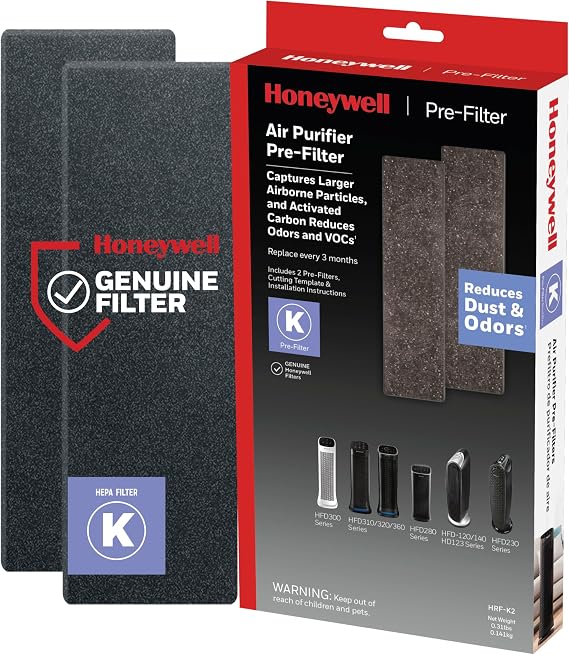 Honeywell Air Purifier Pre-Filter, Works with AirGenius Series, 2 Pack | Household Odor & Gas Reducing Pre-filter, Compatible with Select QuietClean and AirGenius Air Purifiers