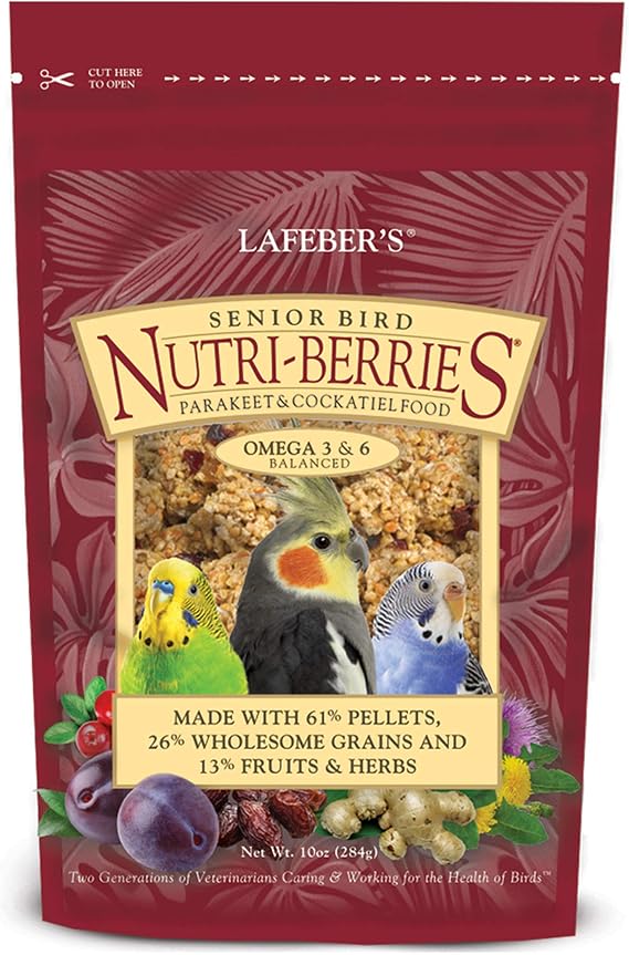 LAFEBER'S Senior Bird Nutri-Berries Pet Bird Food, for Cockatiels, 10 oz
