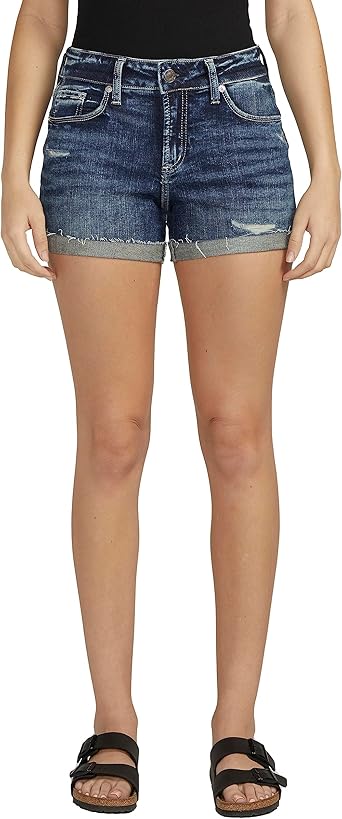 Silver Jeans Co. Womens Suki Mid Rise Curvy Fit Short