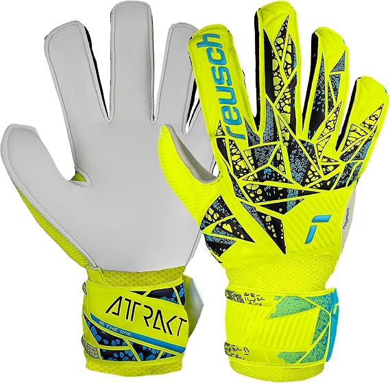 Reusch Attrakt Solid Junior Soccer Goalkeeper Gloves, Breathable | youth goalie gloves, durable, artificial turf