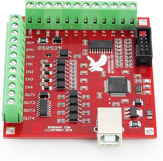 RATTMMOTOR 4 Axis CNC USB Mach3 Controller Breakout Board | CNC Motion Controller Card Stepper Motor Driver with Cable for CNC Router Engraving Machine, Servo Motor, Stepper Motor