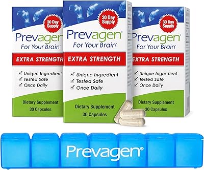 Prevagen Extra Strength - 90 Capsules 3 Month Supply | Formulated for Your Brain | 20mg of Apoaequorin Plus Vitamin D3 with 7-Day Pill Minder