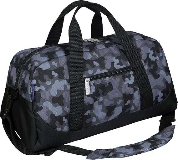 Wildkin Kids Overnighter Duffel Bag Carry-On Size, Ideal for School & Sleepovers Black Camo