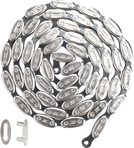 1/8 Inch Bike Chain Bike Single Speed Chain, BMX Bike Chain,Bicycle Chain 1 Speed, 1/2 1/8 inch,100 Links,Press -in Connector,Sliver