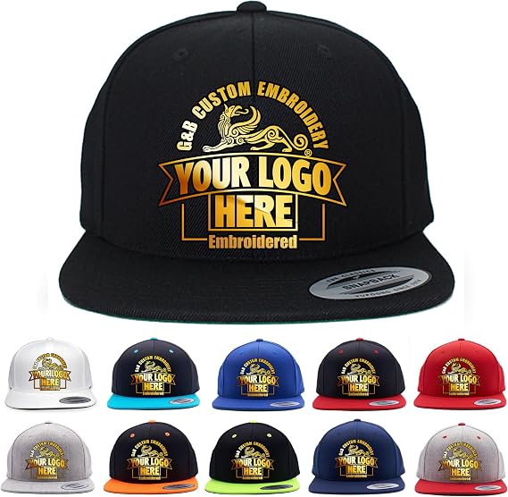 Yupoong Custom Logo Embroidered 6089M Classic Snapback. Place Your Own Design or Company Logo Embroidery Black
