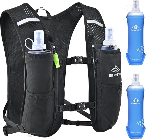 Running Vest for Women Men,5L Hydration Vest with 2*500ml Soft Flask | Lightweight Water Backpack, Adjustable Chest Straps Running Hydration Backpack for Running Cycling Hiking