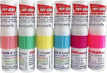 POY-SIAN Mark II Menthol Aromatherapy Nasal Inhaler, Natural Herbal Remedy with Cooling Essential Oils Poysian Pack of 6