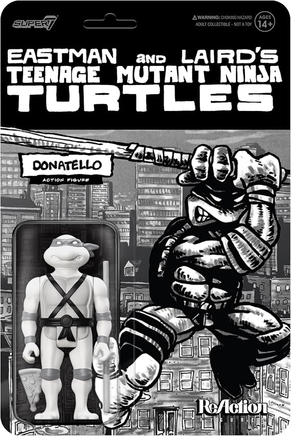 Super7 Teenage Mutant Ninja Turtles Donatello (Comic Grayscale) - 3.75" TMNT Action Figure with Accessories Classic Cartoon Collectibles