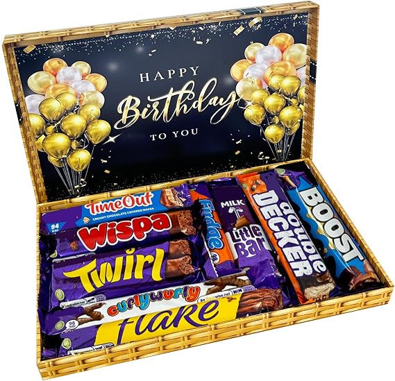 Happy Birthday Chocolate Letterbox Chocolate Gifts for Men- Unique Chocolate Box with Full Sized Bars- Mens Birthday Gift