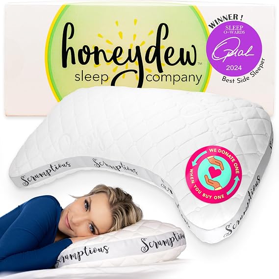 Honeydew Scrumptious Side Pillow- The Ultimate Luxury Neck Pillow- Fully Adjustable Support for Neck- Made in USA- Enhanced, Patented Cool Pillow Fill (Queen Size)