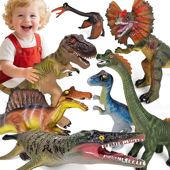 Gzsbaby Dinosaur Toys for Kids 3-5 7 PCS Realistic Large Dinosaur Figures Soft Jumbo Dino Toy for Boys & Girls 5-7 Years Old Toddler Boy, Animal Dino Toys