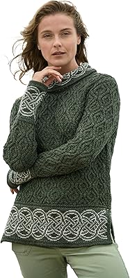 Aran Crafts Ranelagh Jacquard Sweater 100% Merino Wool, Made in Ireland