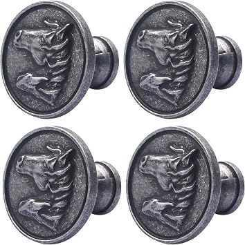 4 Pack Cabinet Knobs Zine Alloy Round Kitchen Cabinet Pulls with Screws,Kitchen Cabinet Knobs for Drawer Hardware Home Decor Knobs (Antique Silver)