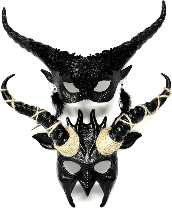 Steampunk Couple Men & Women Horror Devil Spike Masquerade Mask For Halloween Cosplay Burning Man EDC Party For Adult