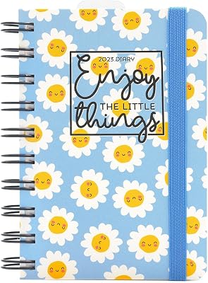 Small Daily Spiral Bound Diary 12 Month 2023 - Daisy 12 MONTH DIARY 2023